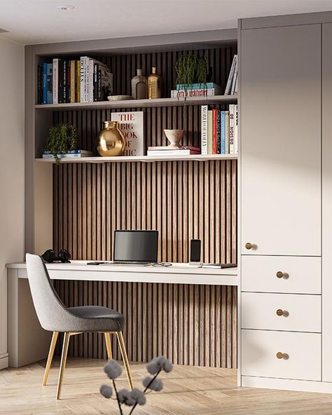 Explore Fitted Home Office Furniture Range Fitted Home Office, Fitted Desk, Wardrobe Office, Wfh Setup, Bedroom Office Space, Guest Bedroom Home Office, Home Study Rooms, Desk Nook, Wall Wardrobe Design