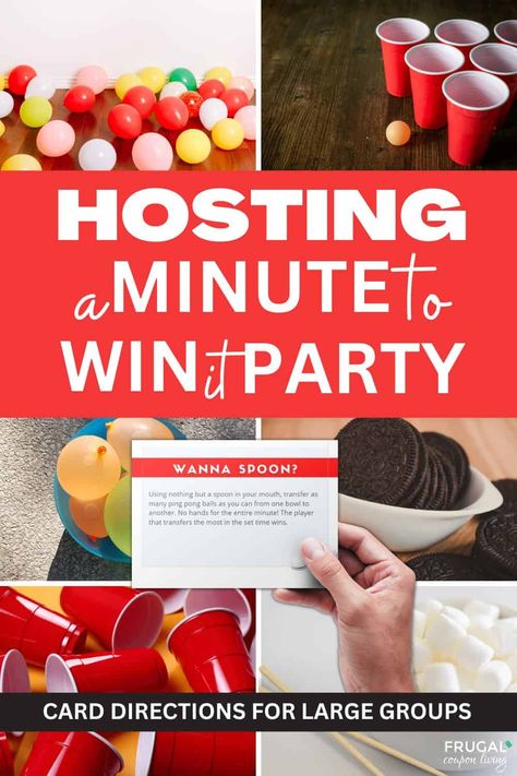 Minute To Win It Party Decorations, 50th Bday Party Games, Adult Olympic Party Games, Game Prizes For Adults, Picnic Game Ideas, Balloon Games For Adults, Birthday Party Activities For Teens, Minute To Win It Games For Kids, Minute To Win It Games For Adults