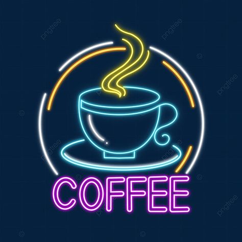 Neon Cafe, Cafe Neon, Purple Coffee Cup, Neon Coffee, Coffee Cup Clipart, Coffee Neon, Light Effect Png, Coffee Line, Neon Png