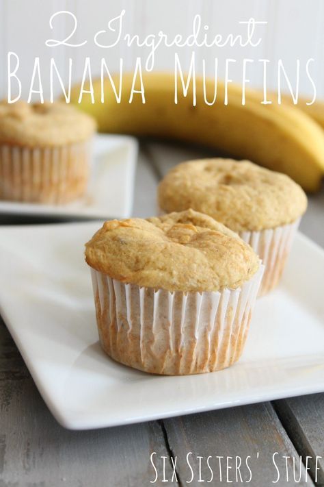 2 Ingredient Banana Muffins | Six Sisters' Stuff Peach Oatmeal Muffins, Low Fat Banana Bread, Pumpkin Muffins Easy, 2 Ingredient Recipes, Natural Cooking, Streusel Muffins, Healthy Breakfasts, Oatmeal Muffins, 2 Ingredient