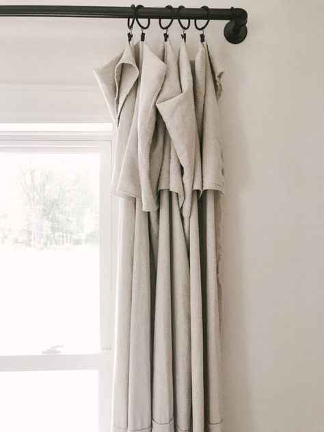 Diy Drop Cloth Curtains, Tiny House Bathrooms, Canvas Curtains, Curtains Farmhouse, Sheet Curtains, Cloth Curtains, Curtain Hangers, Closet Curtains, Canvas Drop Cloths