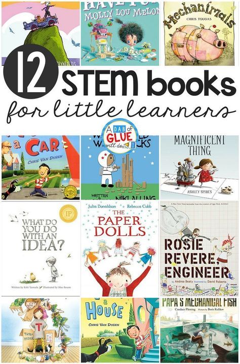 Bring STEM to your classroom with this hand picked list of STEM Kindergarten Books! They are great for science in the classroom and nonfiction unit study. This is a great list for your classroom library too! #STEM #booklist via @dabofgluewilldo Stem Kindergarten, Kindergarten Architecture, Kindergarten Stem, Stem Books, Stem Classes, Stem Elementary, Preschool Stem, First Grade Science, Stem Classroom