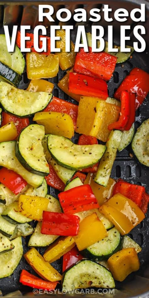 Air Fryer Roasted Vegetables, Air Fried Vegetable Recipes, Mix Vegetable Recipe, Zucchini Mushrooms, Air Fryer Vegetables, Veggie Fries, Quick Side Dishes, Roasted Vegetable Recipes, Healthy Air Fryer