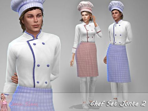 Waiter Outfit, Chef Dress, Baker Clothes, Cook Clothes, Waitress Outfit, Job Clothes, Chef Clothes, Chef Uniform, Tumblr Sims 4