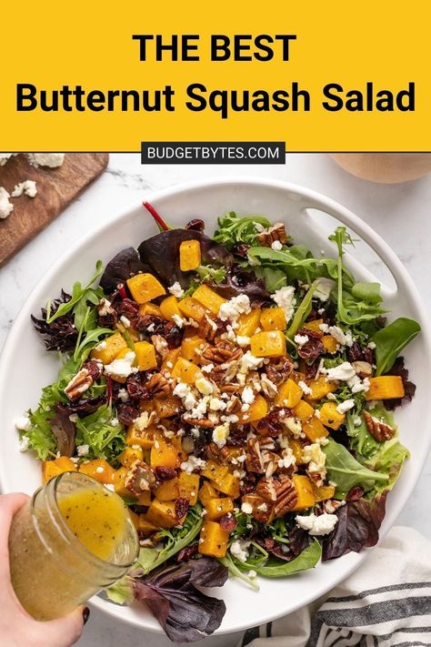 Side Dishes Fall, Salad Recipes Side Dishes, Butternut Squash Salad Recipes, Butternut Squash Spinach, Butternut Squash Recipes Roasted, Recipes Budget, Butternut Squash Sweet, Thanksgiving Salad Recipes, Recipes Side Dishes