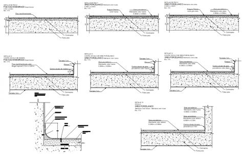 Section of flooring detail dwg file Tile Flooring Details Section, Foundation Detail Section, Concrete Tile Bathroom, Villa House Design, Bathroom Concrete Floor, Residential Compound, Floor Detail, House Design Drawing, Rubber Floor Tiles