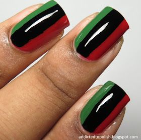 Pan African Flag Nails | Addicted to Polish Juneteenth Nail Design, Juneteenth Nails, Rasta Nails, Flag Nails, Nails For Summer, Funky Nail Art, Cute Nail Art Designs, Black Nail Designs, Pearl Nails