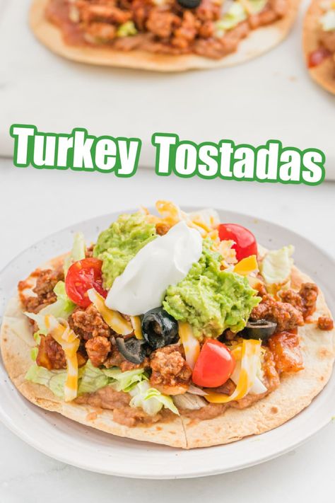 Ground Turkey Tostadas Recipe, Ground Turkey Tostadas, Turkey Tostadas, Tostadas Recipes, Chalupa Recipe, Tostada Recipe, Tinga Recipe, Tostadas Recipe, Recipe For Turkey