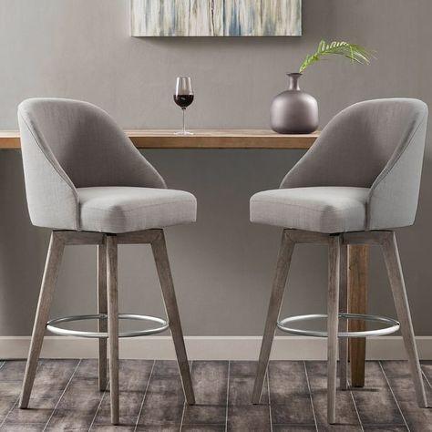 Madison Park Walsh Upholstered Bar Stool with 360 degree Swivel Seat - Bed Bath & Beyond - 32192499 Swivel Bar Stools With Back, Island Chairs, Swivel Counter Stools, Counter Height Bar Stools, The Madison, Table Stool, Madison Park, Swivel Seating, Counter Bar Stools