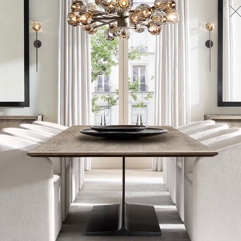 Restoration Hardware Inspo on Instagram: “Have you guys seen the new RH collection (I-Beam) that just dropped? If you’re style is modern, this is modern perfection 😍😍 Do you guys…” Rh Dining, Copper Wall Light, Rh Modern, Modern Wall Lamp, Round Chandelier, Copper Wall, Furniture Vanity, Brass Lighting, Bath Furniture