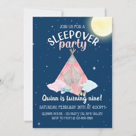 austinblade87@gmail.com Party Sleepover, Etsy Invitations, Jojo Siwa Birthday, Glamping Party, Girls Party Invitations, Hippie Party, Sleep Over, 70th Birthday Parties, Boho Birthday