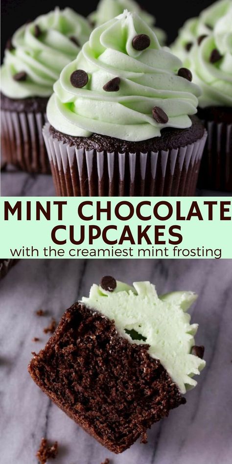 Mint Buttercream Frosting, Mint Chocolate Chip Cupcakes, Mint Dessert, Mint Buttercream, Mint Chocolate Cupcakes, Mint Frosting, Mint Desserts, Mint Chip Ice Cream, Cake Frosting Recipe