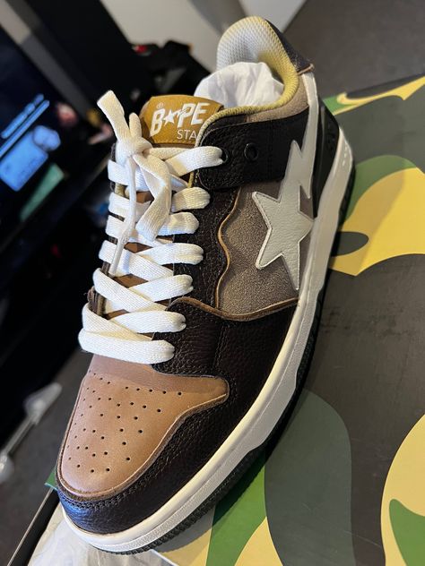 Sk8 Sta, Bape Sta Shoes, Brown Bapesta Shoes, Bapesta Shoes Brown, Bape Sk8 Sta, Bape Star Shoes Cheap, Bape Men, Shoes Mens, Sneakers