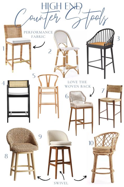 Are you looking for the perfect chairs or stools for your kitchen island? I've picked 16 of the most beautiful that will work for all budgets! These kitchen island seating ideas will bring your kitchen remodel to the next level! Best Stools For Kitchen Island, Island Chair Ideas, Coastal Counter Height Bar Stools, Kitchen Island Seating Ideas, Island Seating Ideas, Kitchen Island Chairs, Kitchen Island Seating, Chairs For Kitchen Island, Island Bar Stools