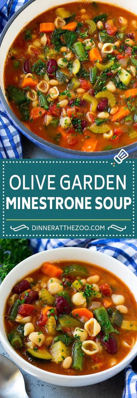 Olive Garden Minestrone Soup Recipe, Olive Garden Minestrone, Sopa Minestrone, Olive Garden Minestrone Soup, Minestrone Soup Recipe, Vegetarian Soup Recipes, Diner Recept, Minestrone Soup, Soup Chili