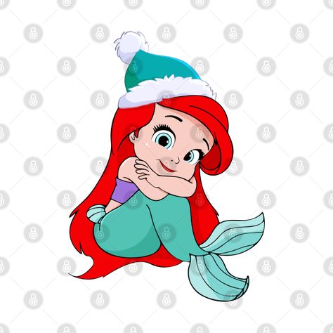 Little Mermaid Christmas, Celestial Mermaid, Xmas Characters, Christmas Pictures To Color, Slice Ideas, Mermaid Merchandise, Christmas Mermaid, Easy Christmas Drawings, Princess Mermaid