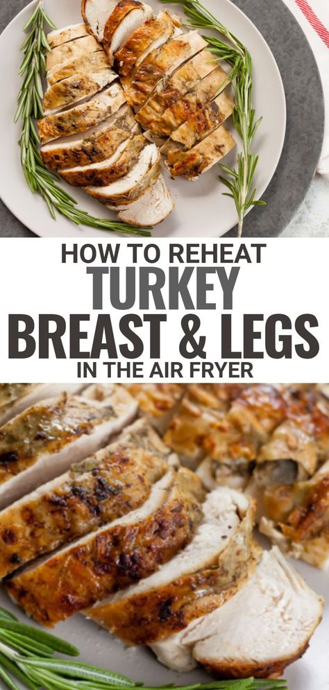 Leftover holiday turkey is always abundant after a holiday feast. Learn how to reheat leftover turkey in your air fryer or Ninja Foodi so it stays moist and tender to maximize your leftovers! Turkey In Air Fryer, Butterball Turkey Fryer, Turkey Fryer Recipes, Air Fryer Turkey Breast, Reheat Turkey, Rotisserie Turkey, Best Turkey Recipe, Air Fryer Turkey, Gluten Free Thanksgiving Recipes