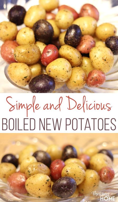 10 minute festive side dish for any holiday or weeknight meal. Boiled New Potatoes, Small Potatoes Recipe, Boiled Baby Potatoes, Baby Potato Recipes, Red Potato Recipes, Thriving Home, Small Potatoes, Potatoes Recipes, New Potatoes