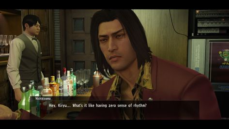 Yakuza 0 Kiryu And Nishiki, Yakuza 5, I Kill People, Man Moment, Kings Game, Kill People, I John, Gaming Memes, Cute Comics