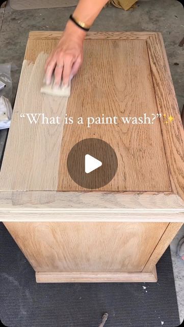 Michelle McRae on Instagram: "HERE👇🏽  Paint washing is a very popular refinishing method. After stripping the old finish to raw wood, dilute the paint with water, brush or wipe it on and wipe off the excess. Doing so allows you to showcase the wood grain without darkening the finish.   If you need process details or product links, COMMENT “paint wash” and I’ll send them ⤵️ (links earn commissions)   #nightstandmakeover #diyfurnituremakeover" How To Strip Paint Off Wood, Paint Washing Wood, White Washing Oak Cabinets, Night Stand Makeover, Liming Wax, Paint With Water, Paint Wash, Painting Wood Furniture, Furniture Flips