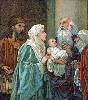 December 30th - Luke 2:36-40: There was a prophetess, Anna, the daughter of Phanuel, of the tribe of Asher. She was advanced in years, having lived seven years with her husband after her marriage, and then as a widow until she was eighty-four. She never left the temple, but worshiped night and day with fasting and prayer. And coming forward at that very time, she gave thanks to God and spoke about the child to all who were awaiting the redemption of Jerusalem. Presentation Of The Lord, Presentation In The Temple, Rosary Mysteries, Jesus In The Temple, Finding Jesus, Bible Pictures, Holy Rosary, The Good Shepherd, Holy Family