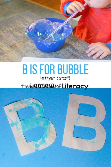 Letter B Sensory Bin, Letter B Crafts For Toddlers, Letter B Craft, Learning Letters And Sounds, Preschool Letter B, Hands On Crafts, B Craft, Letter B Activities, Bubble Crafts