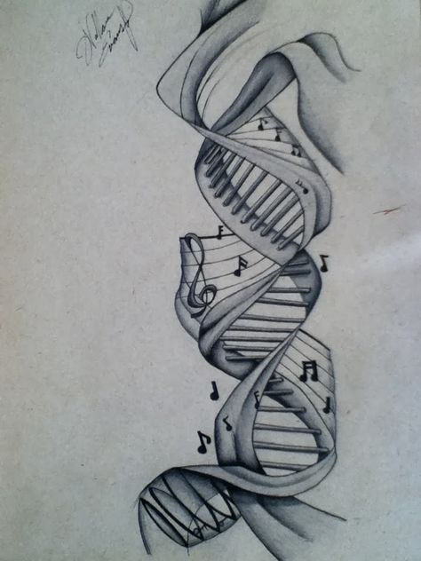 Jeff Schechtman's "Specific Gravity": Music, DNA and our culture of fear Veterinarian Tattoo, Dna Music, Dna Drawing, Biology Drawing, Music Tattoo Sleeves, Dna Art, Dna Tattoo, Music Notes Tattoo, Cross Tattoos For Women