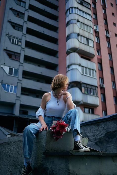 Sitting On A Ledge, Female Skeleton, Poses Sitting, Building Photo, Creative Commons Images, Open Art, Style Aesthetics, Sitting Poses, Person Sitting