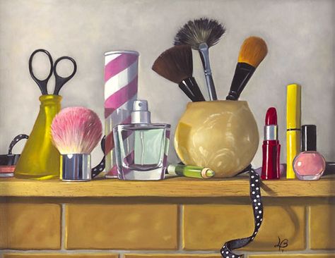 Cosmetic Line-Up by Lorinda Bryan Makeup Still Life Drawing, What Is Makeup, Higher Art, Parenting Daughters, Makeup Drawing, Power Back, Better Balance, Still Life Drawing, Spring Makeup