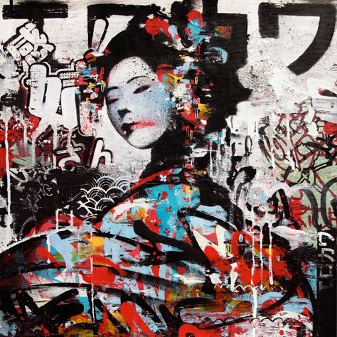 Japanese contemporary art Japan Graffiti, Japanese Graphic Art, Art Mood Board, Japanese Graffiti, Graffiti Stencil, Japanese Contemporary Art, Girl Draw, Graff Art, Japanese Graphic