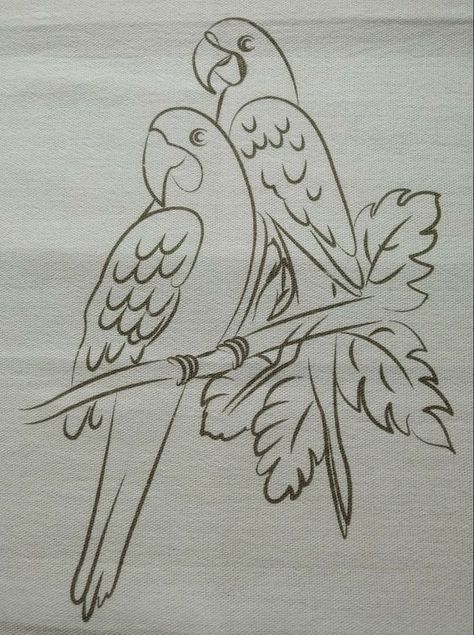 Bird Coloring Page, Parrot Drawing, Bird Coloring, Flower Pattern Drawing, Fabric Painting Techniques, Pencil Sketch Images, Fabric Paint Designs, Flower Art Drawing, Bird Coloring Pages