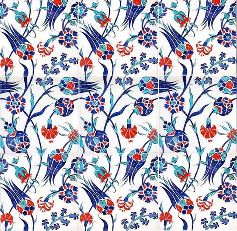 iznik tile backsplash - too busy? Islamic Tiles, Iznik Tile, Turkish Tile, Turkish Tiles, Arabesque Pattern, Turkish Ceramics, Hand Painted Tiles, Turkish Art, Blue Pottery