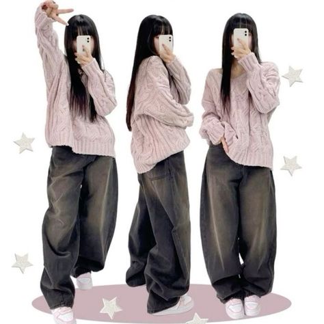 Outfits With Baggy Pants, Sawako Fits, Sawako Style, Outfits Y2k, Winter Fits, Baggy Pants, الرسومات اللطيفة, Dream Clothes, Fall Winter Outfits