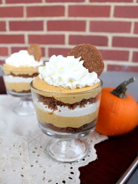 No Bake Pumpkin Cheesecake Trifles | Simple Fall dessert. Pumpkin Trifles, Gingerbread Trifle, Pumpkin Parfait, Pumpkin Trifle, Pumpkin Gingerbread, Cheesecake Trifle, No Bake Pumpkin Cheesecake, Pumpkin Mousse, Pumpkin Custard