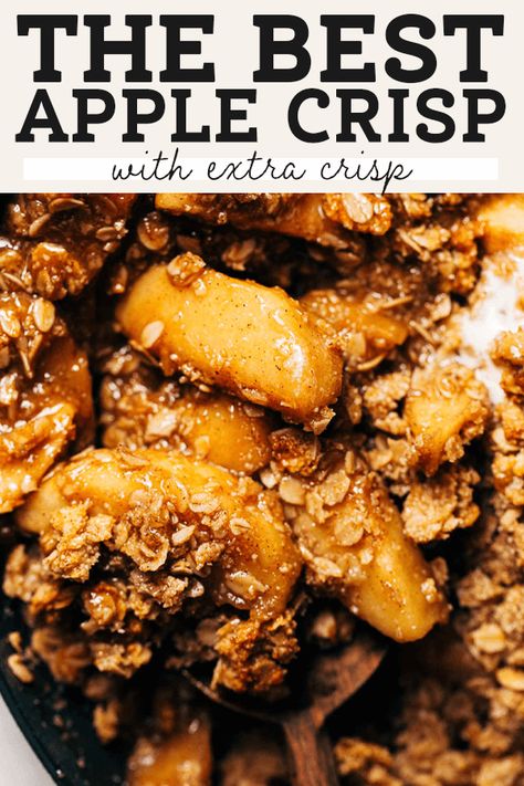 This is the BEST apple crisp recipe! It's perfectly sweetened with thick and jammy apples and extra crisp topping. It's also naturally gluten free with an almond flour and oat crumble topping. #applecrisp #applerecipe #apples #butternutbakery | butternutbakeryblog.com Apple Crumble With Oats, The Best Apple Crisp, Apple Crisp Topping, Quaker Instant Oatmeal, Oat Crumble Topping, Best Apple Crisp Recipe, Vegan Apple Crisp, Crisp Topping, Gluten Free Apple Crisp