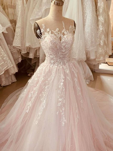 Pink Ball Dresses, Pastel Wedding Dresses, Light Pink Wedding Dress, Sparkly Wedding Gowns, Pale Pink Weddings, Pastel Pink Weddings, Light Wedding Dresses, Pink Wedding Gowns, Neon Prom Dresses