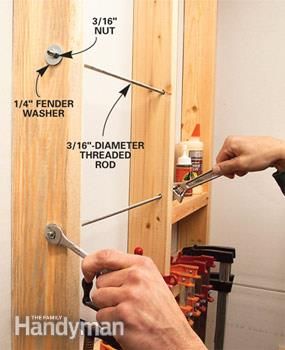 Storage: How to Store Clamps Clamp Storage Ideas, Pegboard Organization Garage, Garage Organizer Ideas, Clamp Storage, Organizing And Cleaning, Garage Organizer, Garage Organisation, Pegboard Organization, Garage Organization Diy