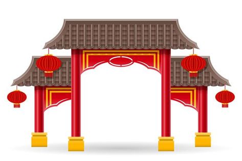 Chinese Opera Stage, Chinese Temple Illustration, Ninjago Torte, Chinese Gate, Ephemera Ideas, China Temple, Chinese Roof, Chinese Buildings, China House