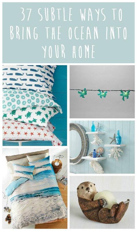 37 Subtle Ways To Bring The Ocean Into Your Home. perfect for any land locked mermaid. Ocean Room Ideas, Ocean Themed Rooms, Ocean Bedroom, Ocean Room Decor, Decor Marin, Ocean Themed Bedroom, Ocean Home Decor, Ocean Room, Mermaid Bedroom