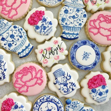 Chinoiserie Cake, Something Blue Bridal, The Enchanted Home, Enchanted Home, Cookie Inspiration, Birthday Weekend, Bridal Brunch, Dessert Decoration, Baby Shower Cookies