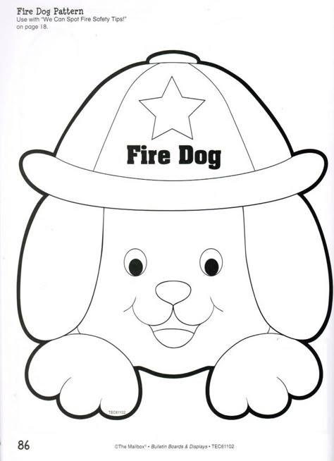 Fire Prevention Crafts, Fire Safety Lesson Plans, Dog Stencils, Sparky The Fire Dog, Fire Safety Preschool Crafts, Fireman Crafts, Dog Bone Pattern, Fire Safety Crafts, Fire Safety Unit