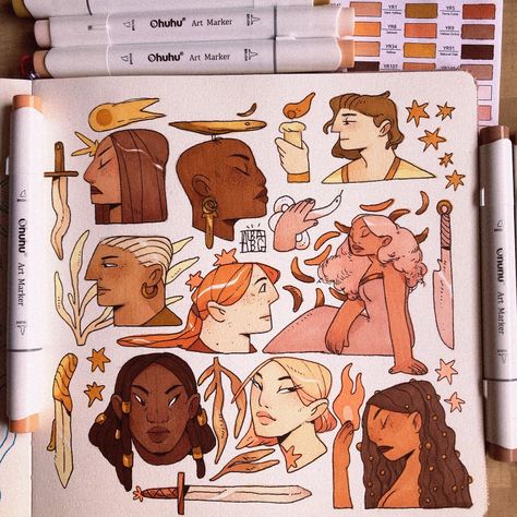 Ohuhu Alcohol Markers, Different Skin Tones, Arte Sketchbook, Hello Hello, Sketchbook Inspiration, Alcohol Markers, Marker Art, Sketchbook Art Inspiration, Art Journal Pages