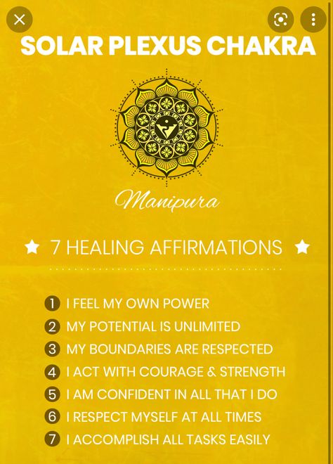 Chakra Healing Affirmations, Yellow Chakra, Chakra For Beginners, Chakra Painting, Solar Plexus Chakra Healing, Healing Guide, The Solar Plexus Chakra, Third Chakra, Chakra Mantra