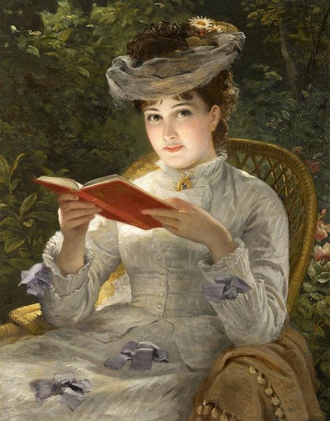 Women Reading - 1800s:  19th Century English School Book Pictures, Reading Art, Reading A Book, Woman Reading, Victorian Art, Summer Beauty, 그림 그리기, Beautiful Paintings, Classic Art