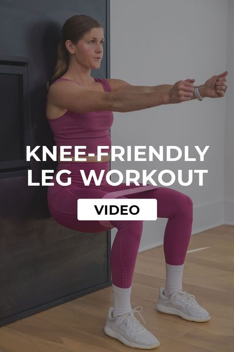 Build lower body strength while protecting your joints with this low-impact Leg Workout for Bad Knees! Sculpt and strengthen the entire lower body while protecting the knee joints. These are the best knee-friendly leg exercises to target the quads, hamstrings, glutes, calves and thighs without causing knee pain or irritation. This low impact strength workout doesn't include any lunges or jumping. Leg Workout For Bad Knees Inner Thigh, Knee Friendly Leg Workout, Leg Workout For Bad Knees, Compound Leg Exercises, Best Calf Exercises, Knee Workout, Beginner Workout Video, Barre Workout Video, Circuit Workouts