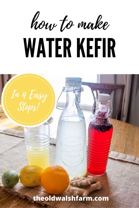 How to make water kefir in 4 easy steps - You will love this sweet, fizzy, probiotic-rich drink. It's the perfect way to start a healthy day. Kefir Flavors, Kefir Benefits, How To Make Water, Kefir Recipes, Probiotic Drinks, Water Kefir, Fermentation Recipes, Natural Detox Drinks, Smoothie Detox