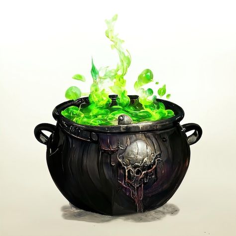 Cauldron Illustration, Potion Illustration, Witch Cauldron, Magic Potion, Witches Cauldron, Game Ui, Halloween Printables, Witch, Tattoos