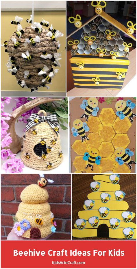 Beehive Craft Ideas For Kids - Kids Art & Craft Beehive Art Project, How To Make Beehives Diy Projects, Beehives Diy Crafts, Bee Hive Craft Preschool, Bee Hives Diy Craft, Bee Crafts For Kids Preschool, How To Make A Bee Hive Craft, Craft With Yarn, Beehive Diy