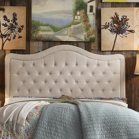 Set the tone for a classic master suite when you add this panel headboard to your arrangement! Its frame – crafted from poplar – features a curved crest rail for a touch of traditional charm, while linen upholstery introduces a textural touch. Diamond-tufted details introduce yet another visual aspect to this must-have design. Foam fill completes the look by offering you a place to lean back and page through your latest read. Open Frame Headboard, Upholstered Panel Headboard, Bar Outdoor, Tufted Upholstered Headboard, Queen Size Headboard, Slatted Headboard, Wingback Headboard, Upholstered Panel Bed, Queen Headboard