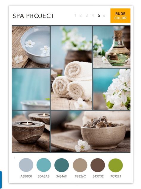 Spa Mood Board, Zen Color Palette, Massage Room Design, Spa Colors, Spa Room Decor, Zen Colors, Spa Decor, Rustic Bathrooms, Spa Design